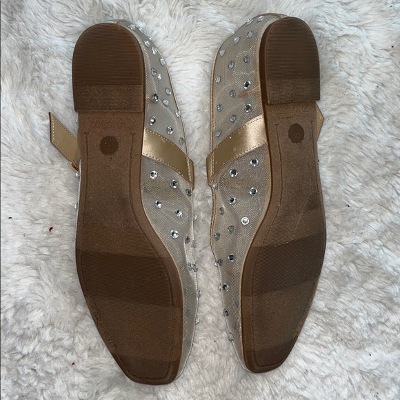 Old Navy Gold and Tan Studded Mary Jane Flats - Picture 2 of 2